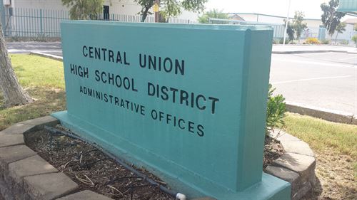 the name of the district in a stone outside
